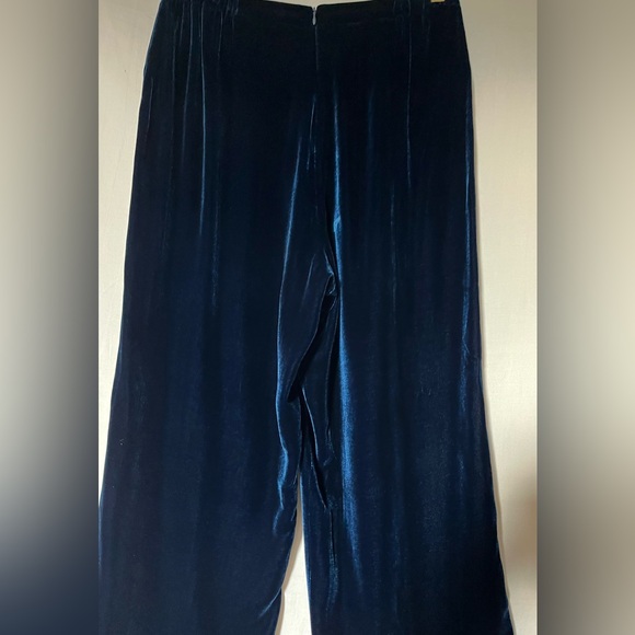 Vintage Field Manor Women’s Silk Rayon Blend Velvet Wide Leg Pants - Navy - Sz 8 - Picture 8 of 13